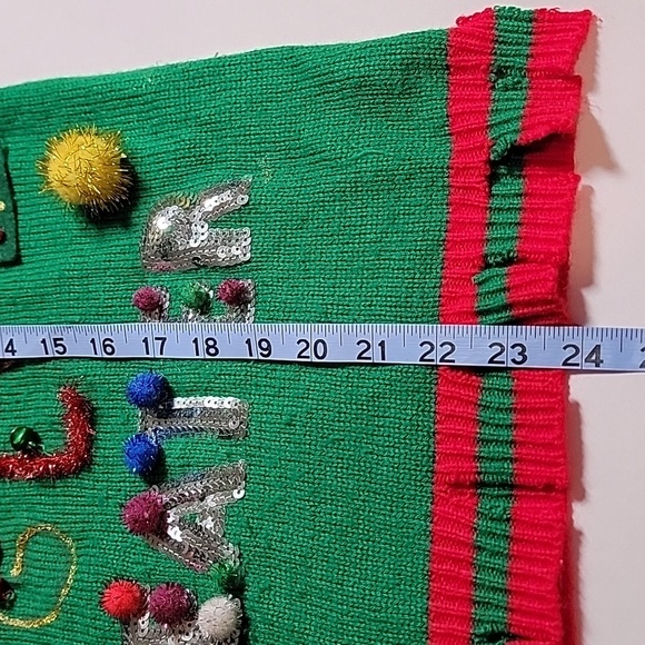 No Boundaries Ugly Christmas Sweater Holiday Pullover Crew Neck Sequins L 11 13 - Picture 15 of 16